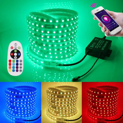 Miniatura 5 de Tira de luces LED, WiFi 110-130V RGB regulable, impermeable, 5050 60 LED/m, con controlador de 1500 W, compatible con Alexa, Google Home, iOS