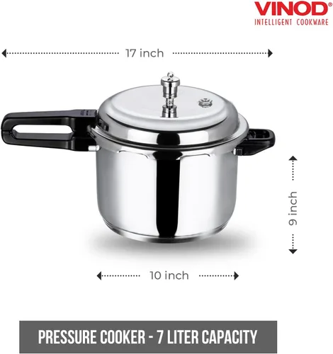 Miniatura 2 de Vinod Olla a presión de acero inoxidable, tapa exterior, 7 litros, cocina base de inducción, olla a presión india, fondo sándwich, mejor utilizada