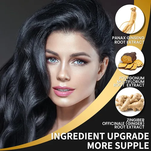 Miniatura 3 de Champú de tinte negro para color permanente del cabello, hombres y mujeres, cobertura de canas, barba y cabello tratado, 3 en 1, 30 días/16.9 fl