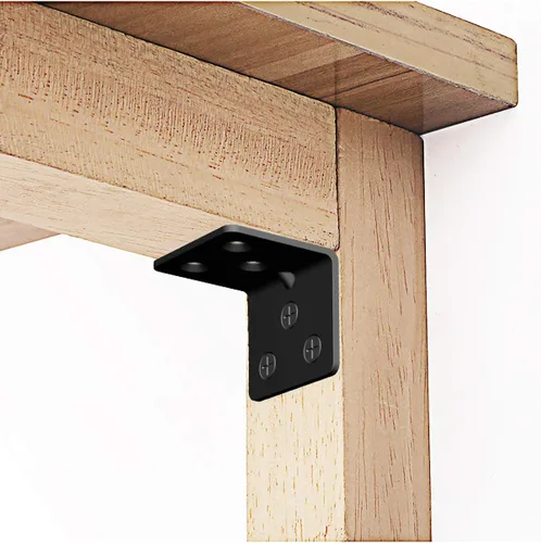 Miniatura 4 de Soporte de esquina de acero inoxidable negro, soporte de ángulo recto articulado, en forma de L, soporte de esquina de metal resistente para Wood