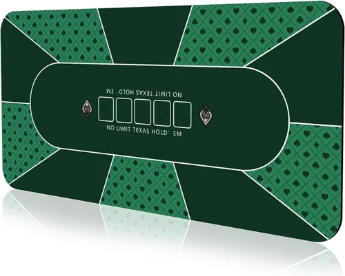 Miniatura 16 de Tapete de póquer de 94 x 47 pulgadas con bordes cosidos más fuertes, tapete de goma de póquer Texas Hold'em para 10 jugadores, cubierta de póquer