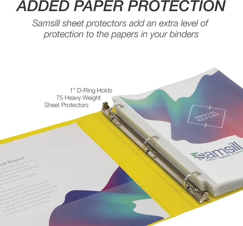 Miniatura 212 de Samsill - Carpeta duradera de 5 pulgadas, fabricada en los Estados Unidos, con anillos en D, transparente y personalizable, color blanco