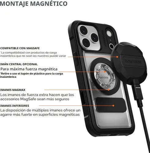 Miniatura 4 de Rokform Funda de cristal compatible con iPhone 17 Pro Max, cubierta magnética (transparente)