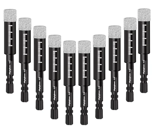 Miniatura 20 de Juego de 6 brocas de diamante seco de 1/2", 6 brocas de núcleo con vástago hexagonal de 12mm soldadas con cera de enfriamiento para azulejos