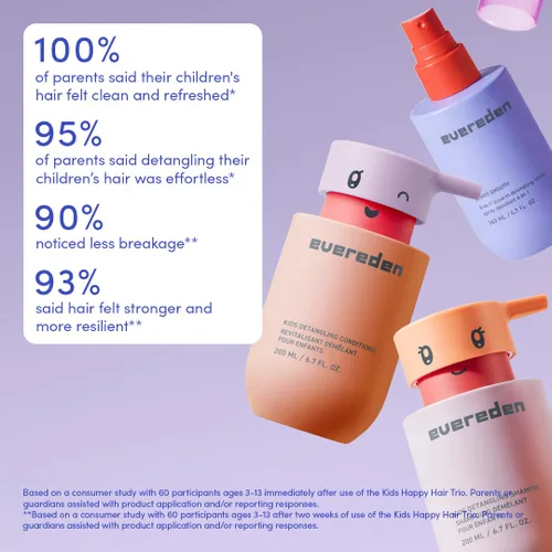 Miniatura 4 de Evereden Happy Hair Duo - Juego de champú y acondicionador para niños, limpio, vegano y sin desgarros, desenreda, fortalece y suaviza todo