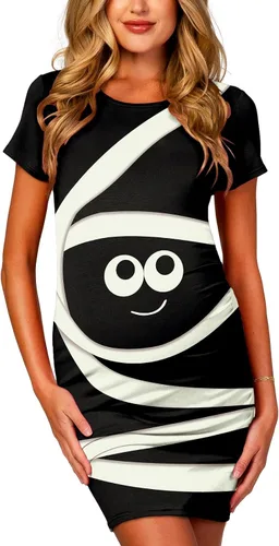 Miniatura 2 de Deerose Vestidos de embarazo para el día de Pascua para mujer, con estampado de conejito de huevo