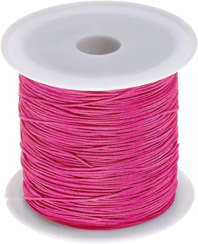 Miniatura 15 de HARFINGTON 1 rollo de hilo de nailon para nudar de 0.024 in, 50 yardas de nailon trenzado para manualidades, cuerda de satén para pulsera, collar