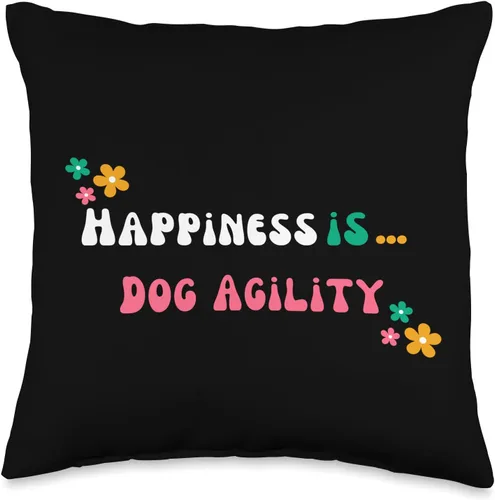 Dog Agility Lover - groovy Happiness is dog agility Throw Pillow