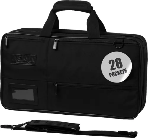 Asaya Bolsa para Cuchillos de Chef - 28 Bolsillos para Cuchillos y Utensilios de Cocina - Nylon Balístico Duradero, Herrajes de Acero Inoxidable