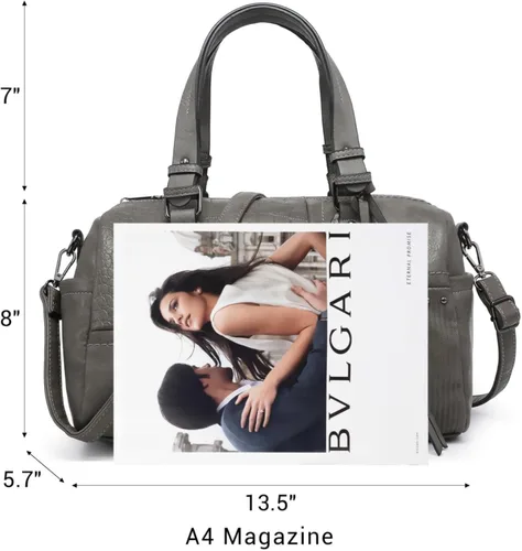 Miniatura 3 de Dasein Bolsas de barril de cuero vegano suave para mujer, bolso de mano grande con asa superior para trabajo, bolso de hombro