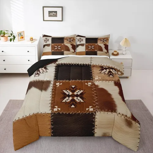 Miniatura 25 de Erosebridal - Juego de ropa de cama estilo tribal bohemio azteca, edredón con estampado étnico blanco y negro, bohemio, tamaño King, juego de Multi