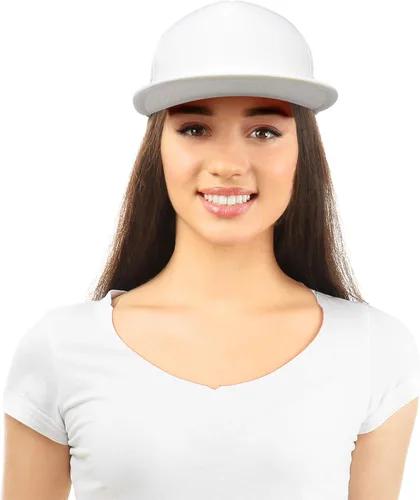 Miniatura 4 de DALIX Gorra de camionero con pico plano de malla trasera S M L Gorra ajustable Sólido Dos Tonos Snapback