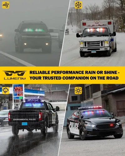 Miniatura 7 de LUMENIX Barra de luces estroboscópicas de emergencia LED para salpicadero con controlador, parabrisas, visera, advertencia de seguridad, luz