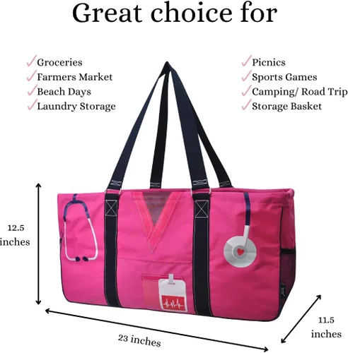 Miniatura 309 de NGIL Bolsa de comestibles reutilizable extra grande plegable de gran tamaño para comestibles, almacenamiento, picnic, playa, Bronco-negro occidental