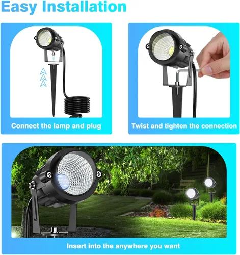 Miniatura 5 de Luces de alto brillo para exteriores de 1000 lm para patio, 6500 K luces de luz diurna al aire libre con cable eléctrico de 4.9 pies, focos LED