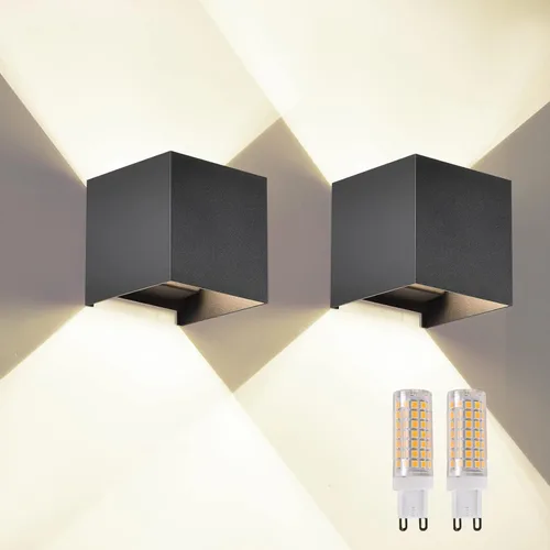 Miniatura 29 de 2 piezas de luces de pared G9 para exterior/interior, apliques de pared con luces hacia arriba y abajo, IP65 impermeables, iluminación moderna