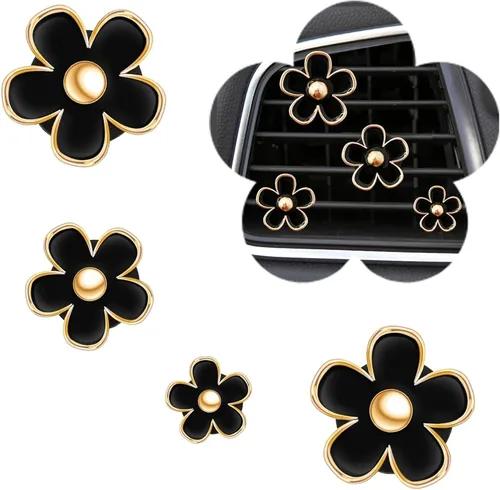 Clips de ventilación para ambientador de auto con flores de margarita, 4 piezas de lindos accesorios para auto para mujeres, decoración femenina