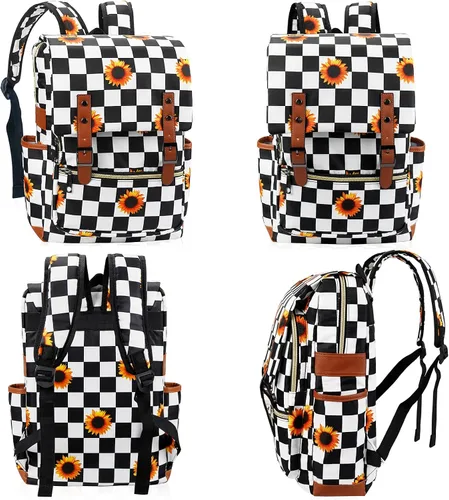 Miniatura 5 de MCWTH Mochila vintage para laptop para mujeres y hombres, bolsas escolares delgadas de 15.6 pulgadas con puerto de carga USB para estudiantes