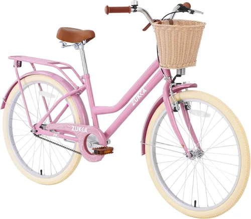 Miniatura 11 de ZUKKA Bicicleta para niños de 20/24 pulgadas con cesta de una sola velocidad, freno delantero en V y freno trasero para niños mayores de 7 años