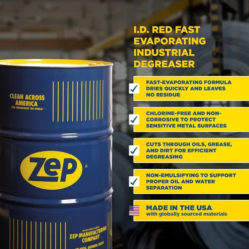 Miniatura 2 de Zep I.D. - Líquido desengrasante industrial rojo - 55 galones (1 unidad) 57085 - Diseñado para su uso cuando se necesita evaporación rápida y no hay