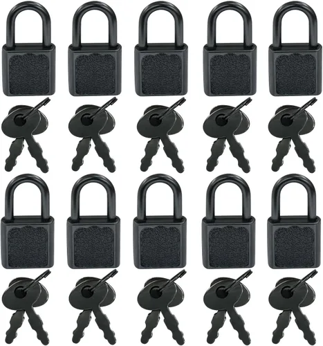 Litoexpe 10 cerraduras pequeñas para equipaje pequeño con llaves, candado pequeño de metal, equipaje sólido para decoración de cajas de joyería Negro