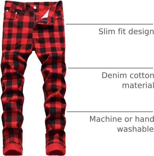 Miniatura 195 de Baylvn - Pantalones de mezclilla entallados y estampados para hombre con corte recto