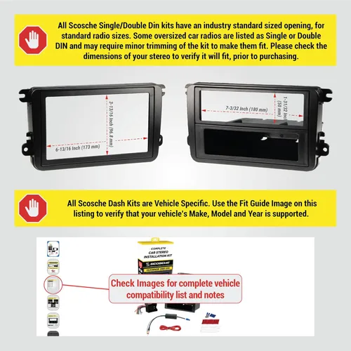 Miniatura 2 de Scosche ICVW6BN Kit de instalación de radio doble DIN para tablero compatible con vehículos Volkswagen amplificados no de fábrica seleccionados