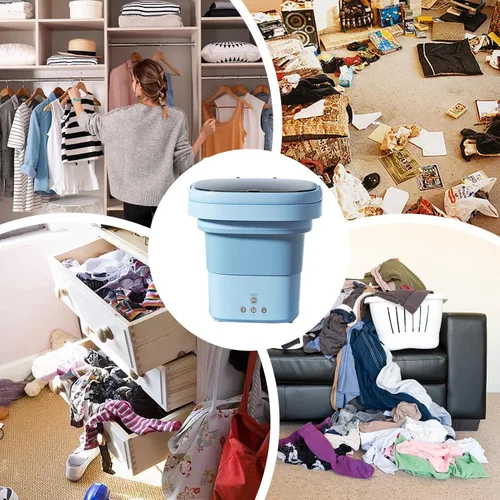 Miniatura 8 de Small Washer Machine - 6 Liter Foldable Quiet Washer Mini Laundry Machine With A Drain Basket For Apartment Dorm House Travel Camping Laundry