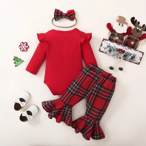 Miniatura 25 de Kuriozud Conjunto de mameluco con volantes para bebé recién nacida, con volantes, lindo conjunto de pantalones acampanados con diadema
