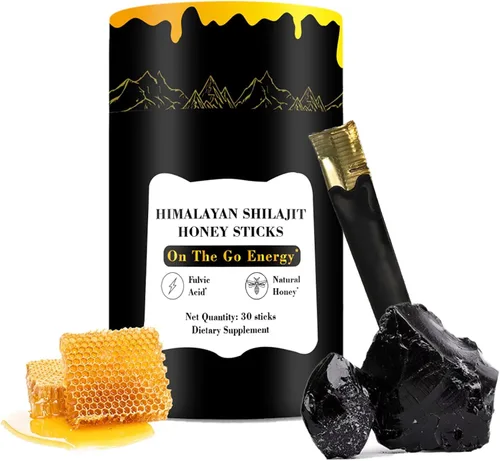 Get Wavy Organics Palitos de miel Shilajit pura del Himalaya con azafrán y miel cruda – 30 barras (0.28 oz cada uno) para energía, resistencia,
