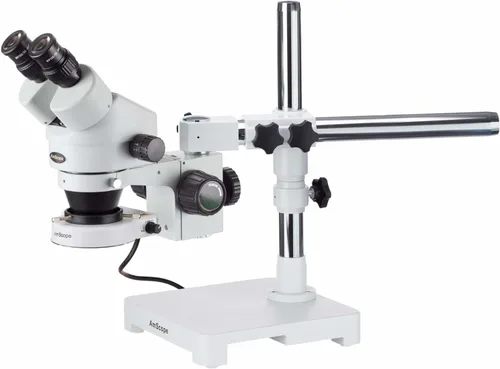 AmScope SM-3B-80S Microscopio de zoom estéreo binocular profesional, ocular WH10x, aumento 7X-45X, objetivo de zoom 0.7X-4.5X, anillo de luz LED de