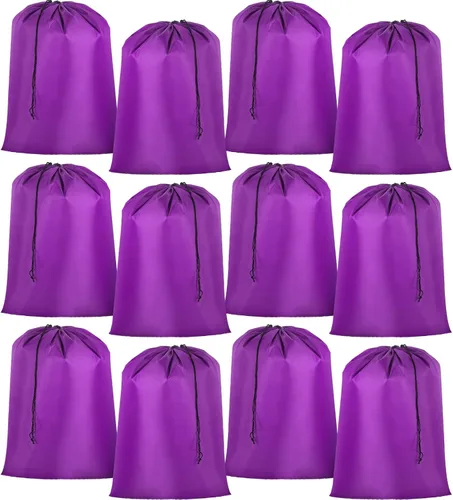 Miniatura 13 de Woanger Paquete de 12 bolsas de lavandería extragrandes de 28 x 45 pulgadas, lavables a granel, bolsa de lavandería de viaje con cierre de cordón