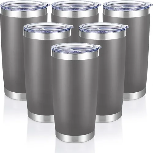 Miniatura 18 de Vaso de acero inoxidable de 20 onzas con tapa, doble pared aislada al vacío, taza de café de 20 onzas con recubrimiento en polvo para bebidas Verde