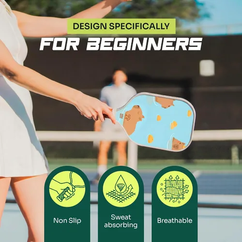 Miniatura 4 de Juego de 2 palas de pickleball Goat, incluye 4 bolas para interiores y exteriores y bolsa de viaje, juego de raquetas de pickleball de fibra