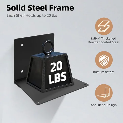 Miniatura 4 de STORAGE MANIAC Estantes flotantes para colgar en la pared, estantes flotantes invisibles de acero resistente, estantes colgantes para dormitorio