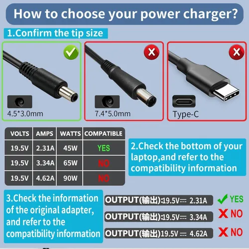 Miniatura 2 de Cargador adaptador de CA de 45 W para Dell Inspiron 13-7000 15-5000 15-3000 5100 Series 5559 5558 5755 5758 3552 5378 7378 5570 LA45NM140 HA45NM140