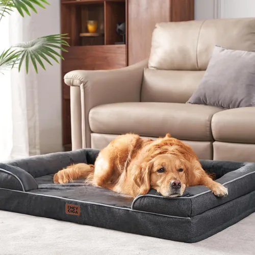 Miniatura 109 de EHEYCIGA – Cama ortopédica impermeable para perros pequeños, de espuma viscoelástica tipo caja de huevos, con bordes elevados y base antideslizante