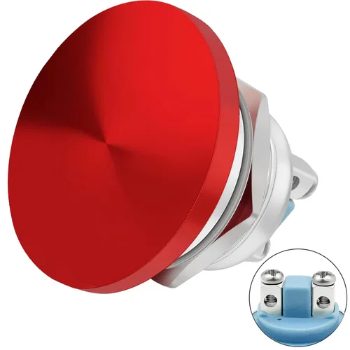 Miniatura 14 de Interruptor de botón de cierre de 10 Amp, 16 mm, con cabeza de hongo roja, impermeable, DC12V 24V 110V/120V 250VAC, SPST, de acero inoxidable