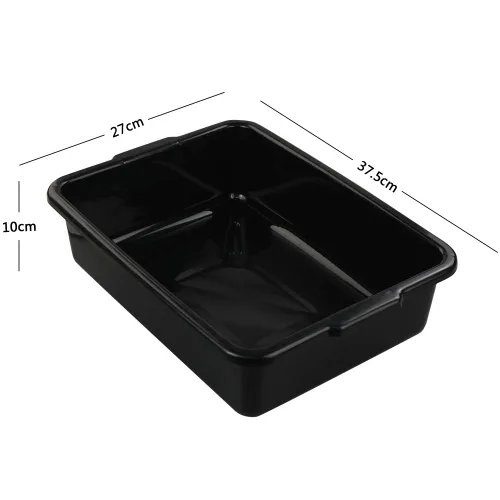 Miniatura 3 de Juego de 4 tinas de plástico para autobús comercial de 8 litros, sartenes rectangulares de plástico negro