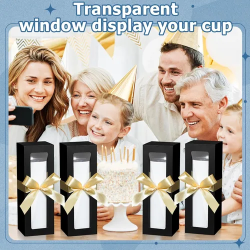 Miniatura 4 de Honoson Caja de regalo de 24 vasos con cinta para sublimación, cajas de exposición de vidrio transparente para vasos de 12 onzas, 16 onzas, 20 Negro