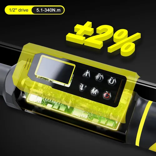 Miniatura 7 de ATsafepro Llave Dinamométrica Digital - Impulsor de 1/2 Pulgada y 5.1-340Nm (3.8-250.8 ft-lb), Llave Dinamométrica de Servicio Pesado con Zumbador