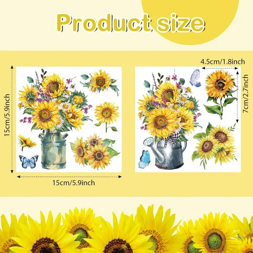 Miniatura 2 de 9 hojas de transferencia de girasol para muebles y manualidades de Acción de Gracias, calcomanías de flores vintage de calabaza, hoja de arce