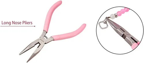 Miniatura 3 de SUNNYCLUE Alicates de punta de cadena de 5 pulgadas de largo con mandíbulas dentadas, mini alicates de precisión para proyectos de bricolaje