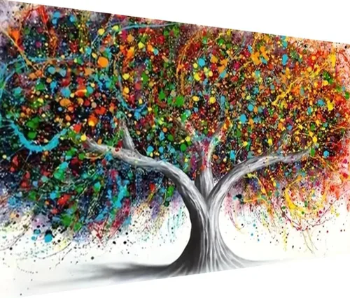 BOHADIY Pintura de diamantes de imitación de árbol 5D, kits de pintura de diamantes de imitación para adultos, árbol colorido de bricolaje con