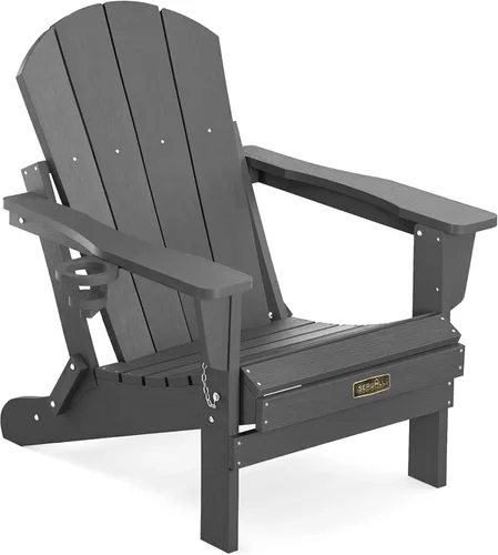 Miniatura 35 de SERWALL - Silla plegable Adirondack para patio, jardín, exterior, resistente a la intemperie, sillas para hoguera, color naranja