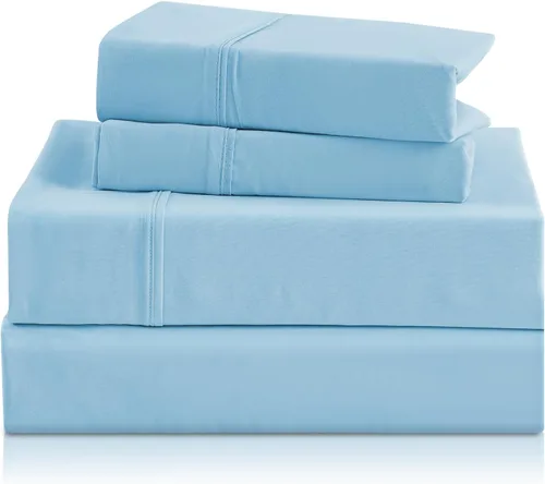 Miniatura 68 de CozySmile Juego de sábanas transpirables y refrescantes, sábanas de lujo de 4 piezas con bolsillo profundo para cama de tamaño matrimonial, se Beige