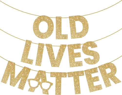Miniatura 10 de KatchOn, Cartel Black Old Lives Matter – Brillantina, 10 pies Old Lives Matter Black para decoraciones de fiesta de jubilación para hombres Old