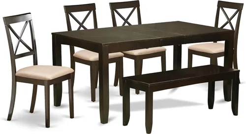 Miniatura 10 de East West Furniture LYBO5-CAP-C - Juego de mesa de comedor de 5 piezas, incluye una mesa de cocina rectangular con hojas de mariposa y 4 sillas