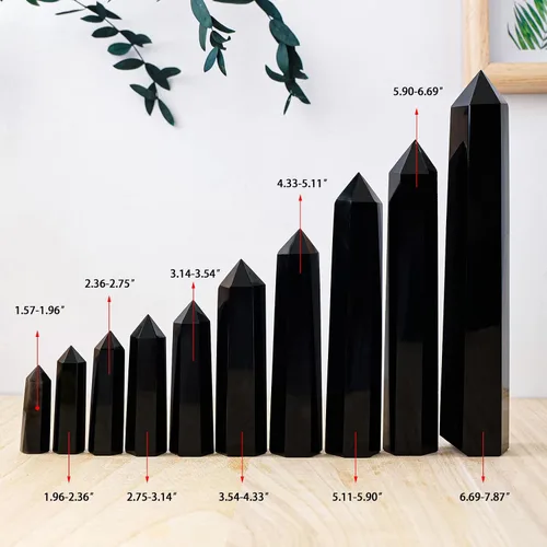 Miniatura 4 de Apengshi Torre de cristal de obsidiana negra, varita de cristal curativo natural, piedras de una sola punta, terapia de piedras preciosas