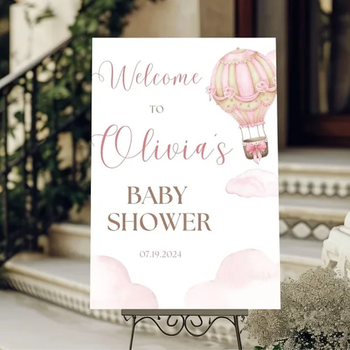 Miniatura 13 de Baby is Brewing - Letrero de bienvenida para baby shower, grano de café, lazo rosa Baby Shower #9